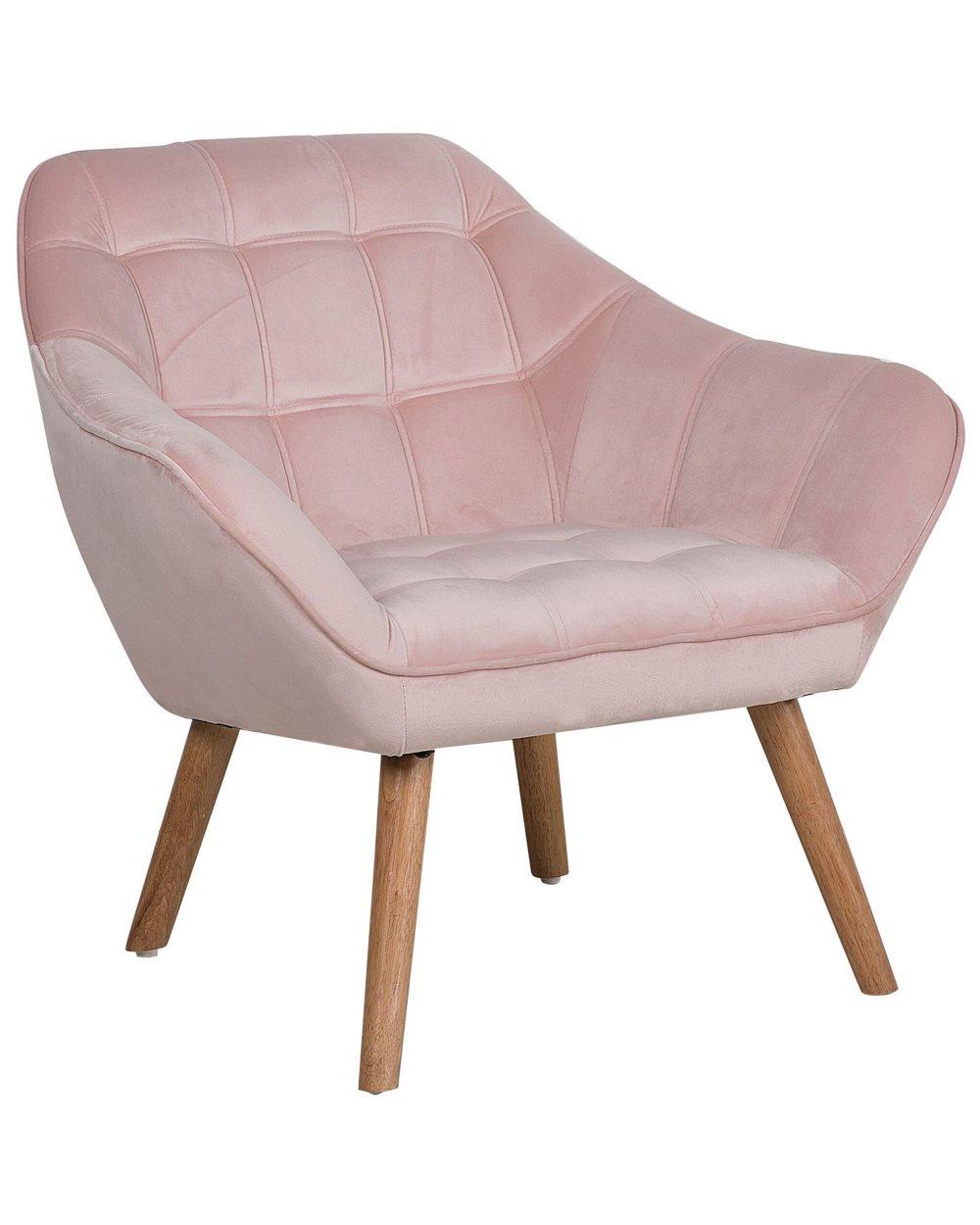 Fåtölj sammet rosa KARIS