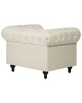 Miniatyrbillede 6 af 11: Chesterfield Lænestol Beige Polyester med Sorte Træben 112 x 85 x 79 Bred Tyk Polstret Armstol Knap Tuftet Venetiansk Barok stil Stue Dekor