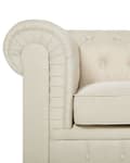 Miniatyrbillede 7 af 11: Chesterfield Lænestol Beige Polyester med Sorte Træben 112 x 85 x 79 Bred Tyk Polstret Armstol Knap Tuftet Venetiansk Barok stil Stue Dekor