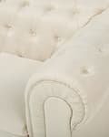 Miniatyrbillede 8 af 11: Chesterfield Lænestol Beige Polyester med Sorte Træben 112 x 85 x 79 Bred Tyk Polstret Armstol Knap Tuftet Venetiansk Barok stil Stue Dekor