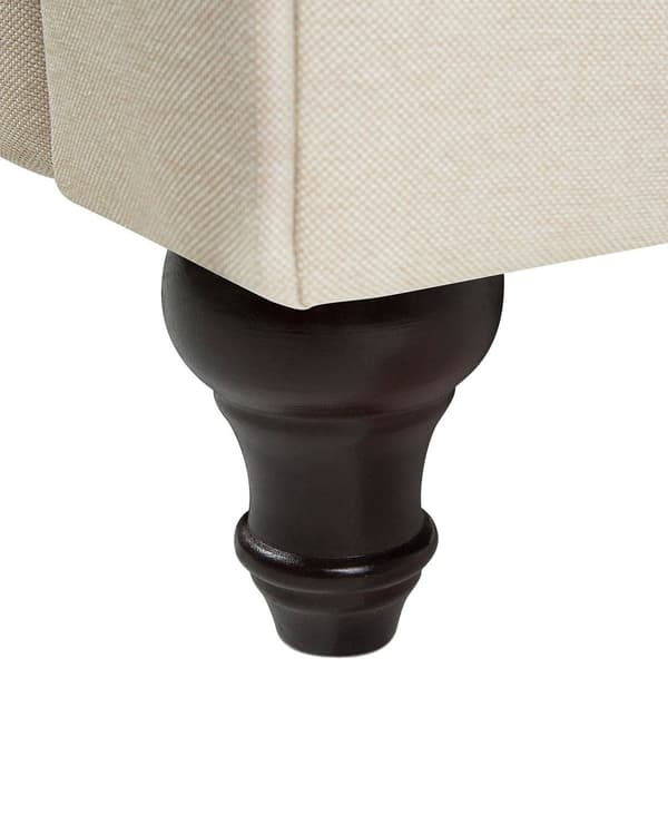 Chesterfield Lænestol Beige Polyester med Sorte Træben 112 x 85 x 79 Bred Tyk Polstret Armstol Knap Tuftet Venetiansk Barok stil Stue Dekor
