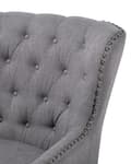 Miniatyrbillede 7 af 11: Lænestol Lysegrå Knap Tuftet Ryg Sorte Ben Elegant Chesterfield Stil Stue