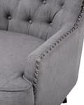Miniatyrbillede 8 af 11: Lænestol Lysegrå Knap Tuftet Ryg Sorte Ben Elegant Chesterfield Stil Stue