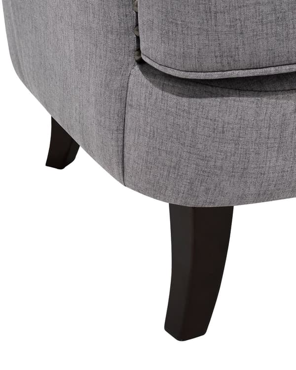 Lænestol Lysegrå Knap Tuftet Ryg Sorte Ben Elegant Chesterfield Stil Stue