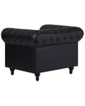 Miniatyrbillede 6 af 11: Chesterfield Læderlænestol Sort med Sorte Træben 112 x 85 x 79 Bred Tyk Polstret Armstol Knap Tuftet Kunstlæder Venetiansk Barok stil Stue