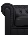 Miniatyrbillede 7 af 11: Chesterfield Læderlænestol Sort med Sorte Træben 112 x 85 x 79 Bred Tyk Polstret Armstol Knap Tuftet Kunstlæder Venetiansk Barok stil Stue