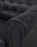 Miniatyrbillede 8 af 11: Chesterfield Læderlænestol Sort med Sorte Træben 112 x 85 x 79 Bred Tyk Polstret Armstol Knap Tuftet Kunstlæder Venetiansk Barok stil Stue