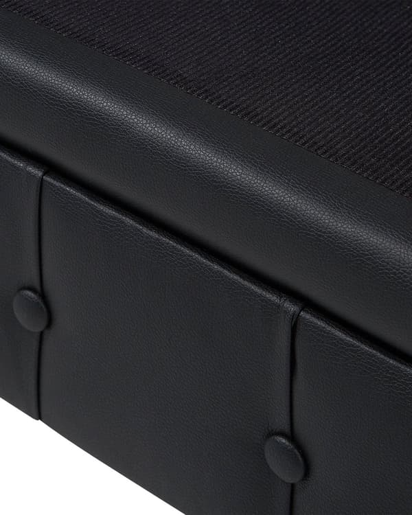 Chesterfield Læderlænestol Sort med Sorte Træben 112 x 85 x 79 Bred Tyk Polstret Armstol Knap Tuftet Kunstlæder Venetiansk Barok stil Stue