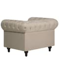 Miniatyrbillede 6 af 11: Chesterfield Lænestol Beige Polyester med Sorte Træben 112 x 85 x 79 Bred Tyk Polstret Armstol Knap Tuftet Venetiansk Barok stil Stue Dekor
