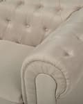 Miniatyrbillede 8 af 11: Chesterfield Lænestol Beige Polyester med Sorte Træben 112 x 85 x 79 Bred Tyk Polstret Armstol Knap Tuftet Venetiansk Barok stil Stue Dekor