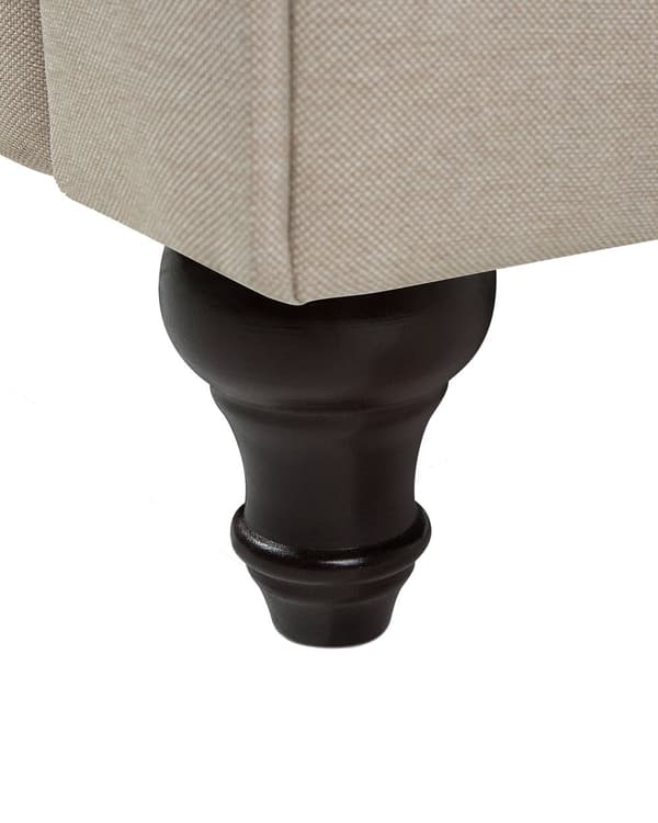 Chesterfield Lænestol Beige Polyester med Sorte Træben 112 x 85 x 79 Bred Tyk Polstret Armstol Knap Tuftet Venetiansk Barok stil Stue Dekor