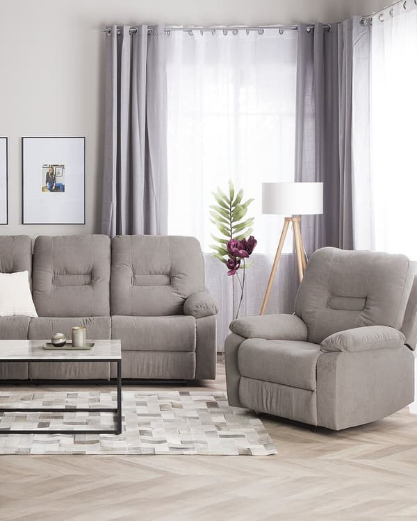 Hvilestol Taupe Tykt Polstret Polyester 101 x 74 x 75 Tv stol Push-Back sovefunktion Manuelt Justerbar Ryg og Fodstøtte Stue Indretning