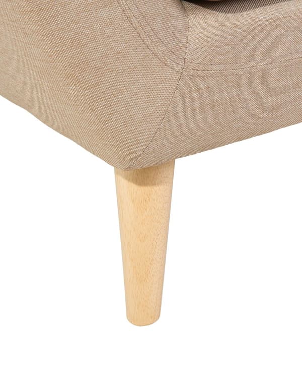 Lænestol Beige Polyester Lyst Træben Hvilestol Tyk Polstret Sæde Tuftet Ryg Skandinavisk Minimalistisk Stue Klassisk Moderne Retro Design