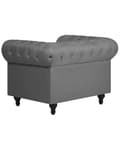 Miniatyrbillede 5 af 11: Chesterfield Lænestol Lysegrå Polyester med Sorte Træben 112 x 85 x 79 Bred Tyk Polstret Armstol Knap Tuftet Venetiansk Barok stil Stue Dekor