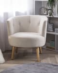 Miniatyrbillede 2 af 10: Lænestol off-white/Grå-hvid Polstret Lyse Træben Retro Stil