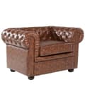 Miniatyrbillede 1 af 11: Chesterfield Læderlænestol Gyldenbrun Sorte Træben 108 x 80 x 70 Bred Tyk Polstret Armstol Knap Tuftet Kunstlæder Venetiansk Barok stil Stue