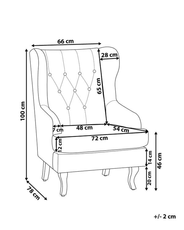 Lænestol Grå Polyester Stof Polstring Øreklapstol Chesterfield Mønster Retro Stil til Stue og Soveværelse