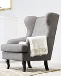 Miniatyrbillede 4 af 11: Lænestol Grå Polyester Stof Polstring Øreklapstol Chesterfield Mønster Retro Stil til Stue og Soveværelse