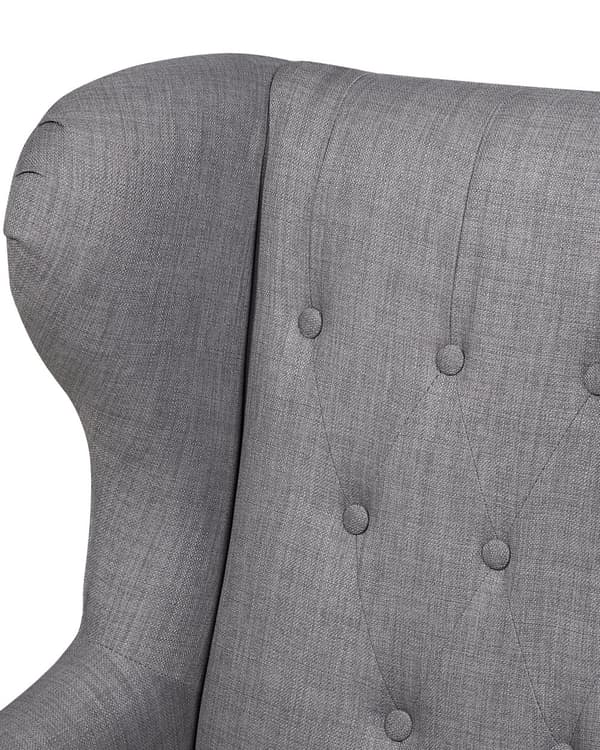 Lænestol Grå Polyester Stof Polstring Øreklapstol Chesterfield Mønster Retro Stil til Stue og Soveværelse