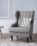 Miniatyrbillede 2 af 11: Lænestol Grå Polyester Stof Polstring Øreklapstol Chesterfield Mønster Retro Stil til Stue og Soveværelse