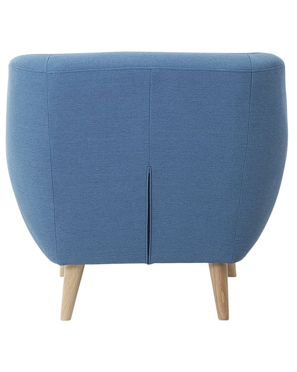 Lænestol Blå Polyester Lyst Træben Hvilestol Tyk Polstret Sæde Tuftet Ryg Skandinavisk Minimalistisk Stue Klassisk Moderne Retro Design