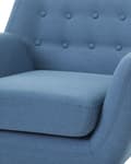 Miniatyrbillede 7 af 10: Lænestol Blå Polyester Lyst Træben Hvilestol Tyk Polstret Sæde Tuftet Ryg Skandinavisk Minimalistisk Stue Klassisk Moderne Retro Design