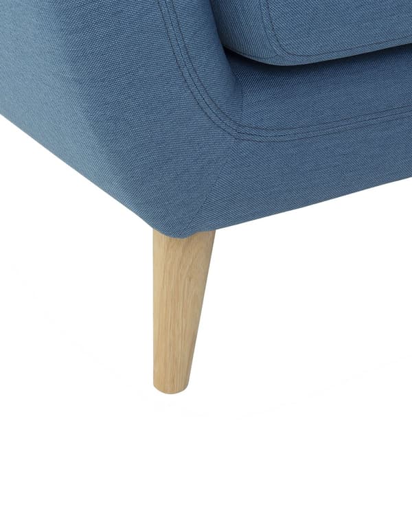 Lænestol Blå Polyester Lyst Træben Hvilestol Tyk Polstret Sæde Tuftet Ryg Skandinavisk Minimalistisk Stue Klassisk Moderne Retro Design