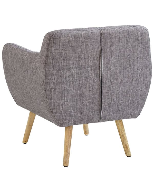 Lænestol Grå Stof Lyst Træben 68 x 59 x 77 cm Blød Klassisk Polstret Stol til Stue Tuftet Knappet Quiltet Ryglæn Retro Stil Inspiration