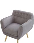 Miniatyrbillede 6 af 8: Lænestol Grå Stof Lyst Træben 68 x 59 x 77 cm Blød Klassisk Polstret Stol til Stue Tuftet Knappet Quiltet Ryglæn Retro Stil Inspiration