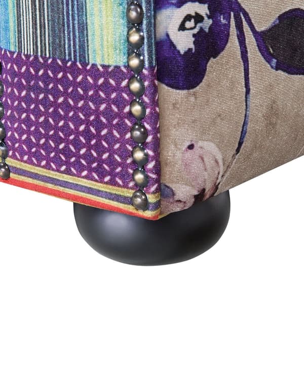 Chesterfield Lænestol Lilla Polyester med Sorte Træben 108 x 80 x 70 Bred Tyk Polstret Armstol Knap Tuftet Patchwork Moderne Barok stil Stue
