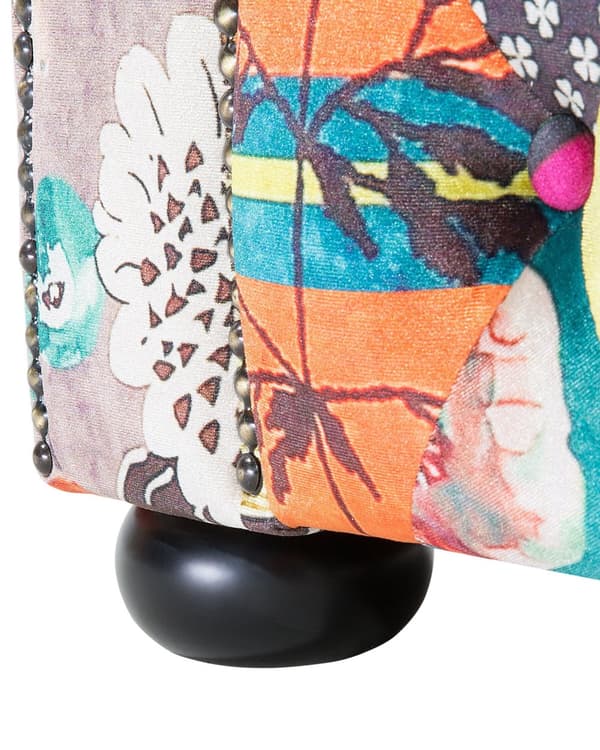 Chesterfield Lænestol Gul og Grøn 108 x 80 x 70 Bred Tyk Polstret Armstol Knap Tuftet Patchwork Moderne Barok stil Stue
