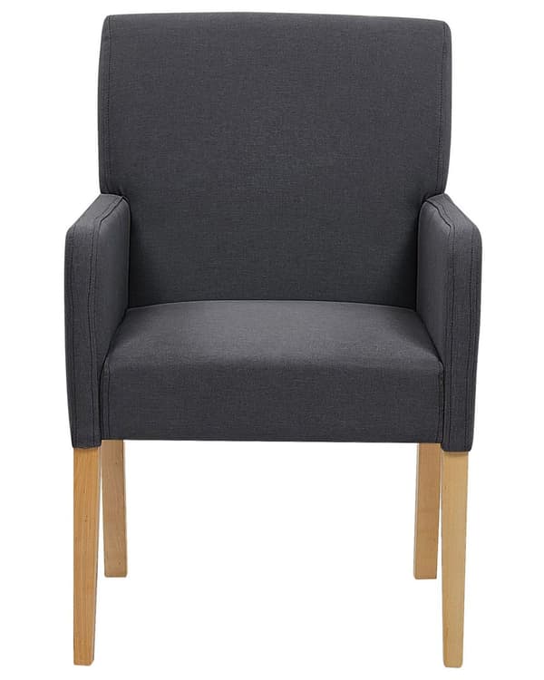 Spisebordsstol Lyst Gummitræ Ben Grå Polyester Polstret Klassisk Spisestue Stol med Armlæn Design til Køkken Stol til Spisebord
