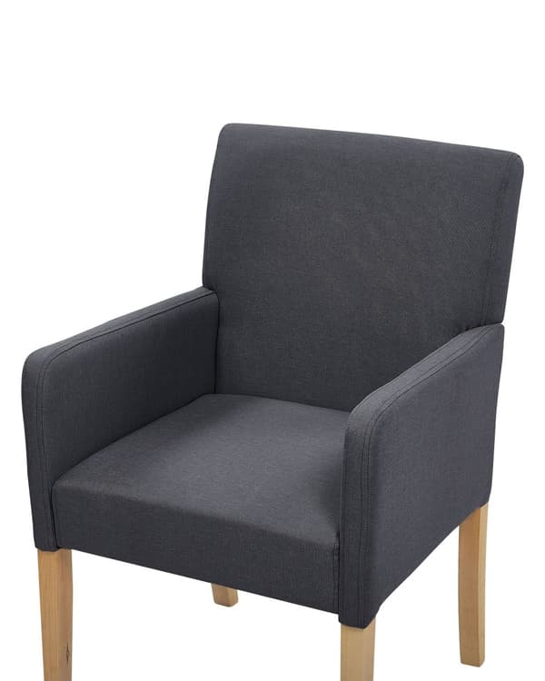 Spisebordsstol Lyst Gummitræ Ben Grå Polyester Polstret Klassisk Spisestue Stol med Armlæn Design til Køkken Stol til Spisebord