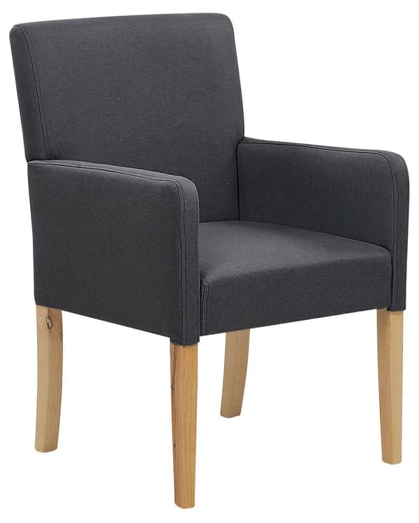 Spisebordsstol Lyst Gummitræ Ben Grå Polyester Polstret Klassisk Spisestue Stol med Armlæn Design til Køkken Stol til Spisebord