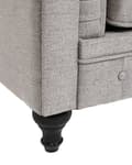 Miniatyrbillede 8 af 11: Chesterfield Lænestol Lysegrå Polyester med Sorte Træben 108 x 80 x 70 Bred Tyk Polstret Armstol Knap Tuftet Venetiansk Barok stil Stue Dekor