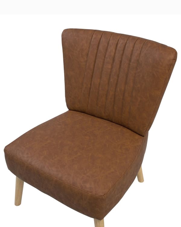 Fåtölj Guldbrun Konstläder Tuftad Träben Armlös Retro
