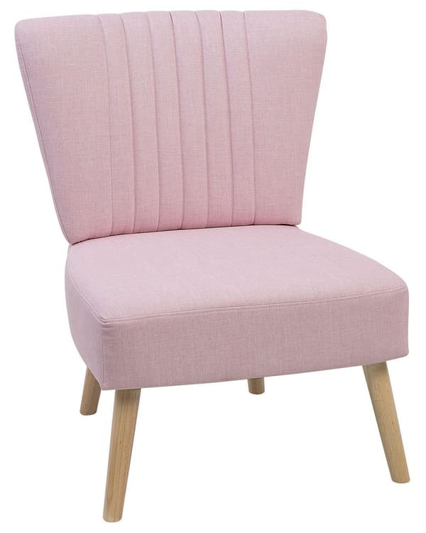 Fåtölj Rosa Tyg Tuftad Träben Armlös Retro