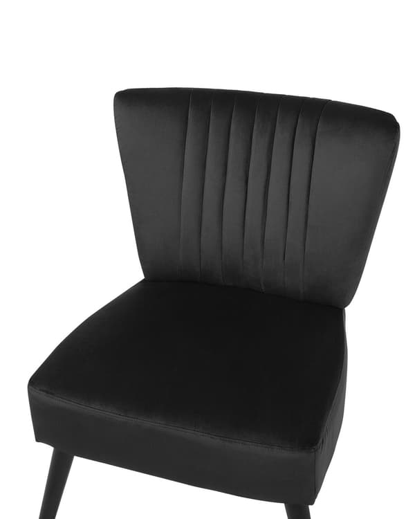 Fåtölj Svart Sammet Polyester Tuftad Träben Armlös Retro