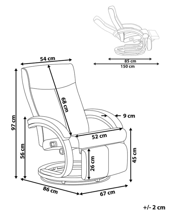 Fåtölj Tillbakalutande Vit Konstläder Justerbar Ryggstöd Träbas Fotstöd Modern Design