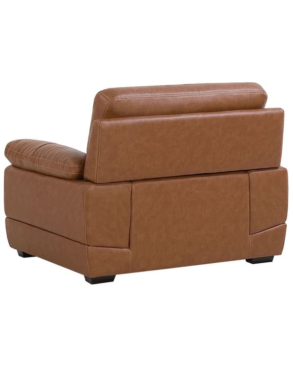 Lænestol Brunt Læder og Skum 85 x 115 x 89 cm Lounge Læderlænestol med Dyb Sæde Siddeplads Retro Stil til Stue Indretning Tilbehør