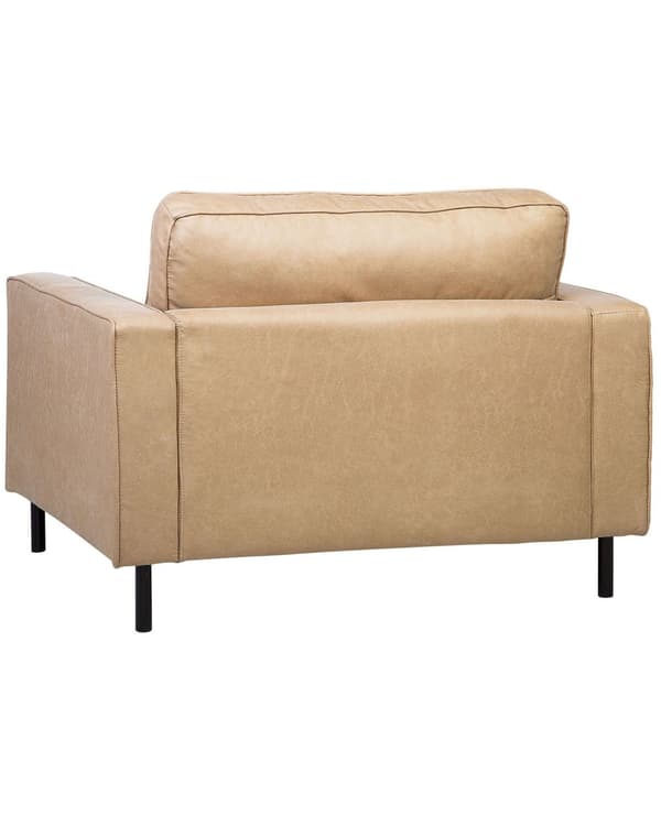 Lænestol Beige Stof Læder Minimalistisk Stue Accent Stol Sorte Ben Styrearm