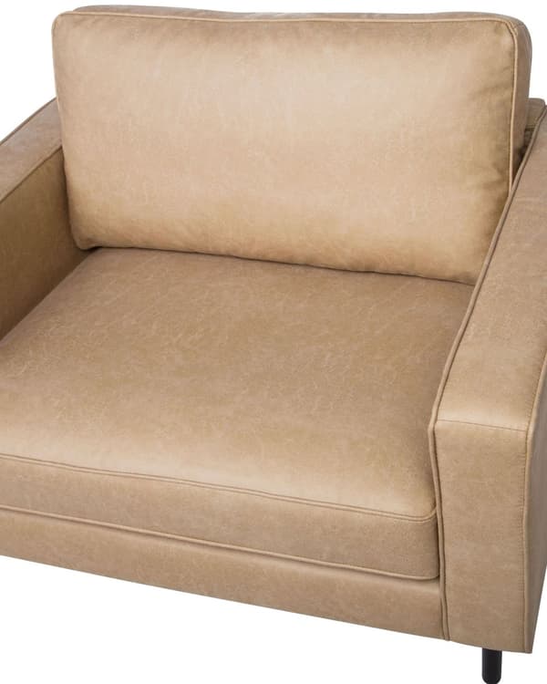 Lænestol Beige Stof Læder Minimalistisk Stue Accent Stol Sorte Ben Styrearm