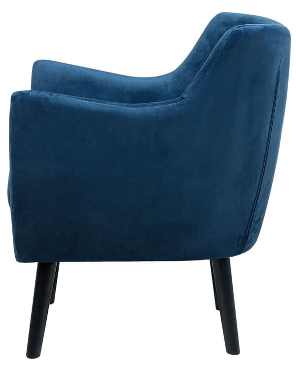 Lænestol Blå Velour med Lys Træben 84 x 71 x 53.5 Knap Tuftet Ryg Moderne Stil Stol med Armlæn Design til Stue Indretning Soveværelse Tilbehør