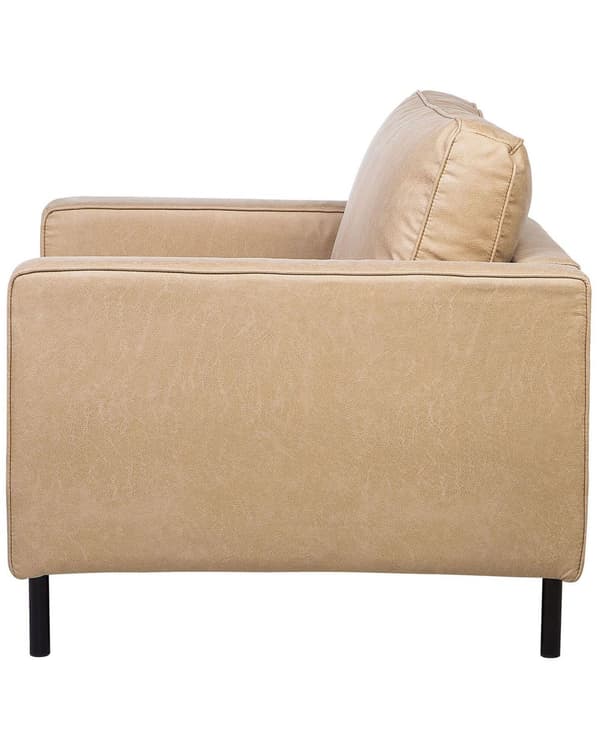 Fåtölj Beige Konstläder Svarta Ben Minimalistisk Vardagsrum