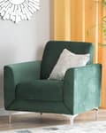 Miniatyrbillede 2 af 7: Lænestol Grøn Velour Stof og Sølv Krom Metalben 75 x 89 x 90 cm Dekorativ Blød Polstret Dyb Hvilestol Klassisk Retro Moderne Stue Tilbehør