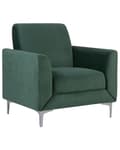 Miniatyrbillede 1 af 7: Lænestol Grøn Velour Stof og Sølv Krom Metalben 75 x 89 x 90 cm Dekorativ Blød Polstret Dyb Hvilestol Klassisk Retro Moderne Stue Tilbehør