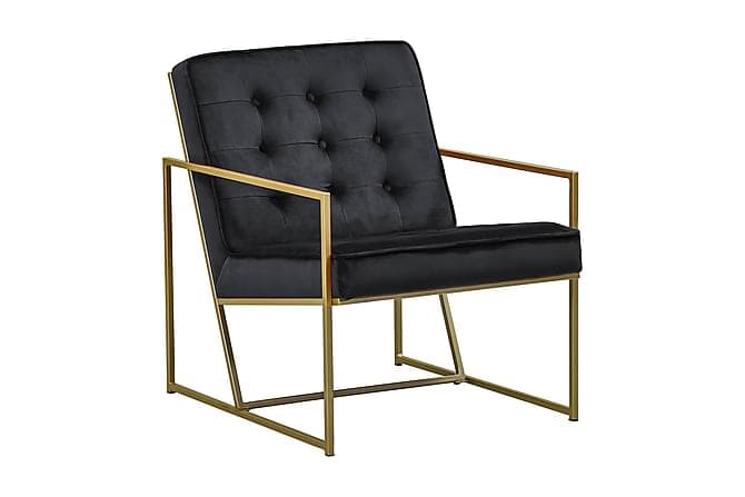Indy Velourlaenestol Sort/Messing