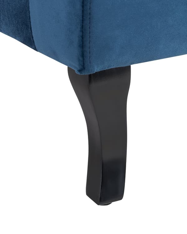Lænestol Mørkeblå Velour Sort Gummitræ Tuftet Polstring Øreklapstol Chesterfield Mønster Retro Traditionel Stue Soveværelse