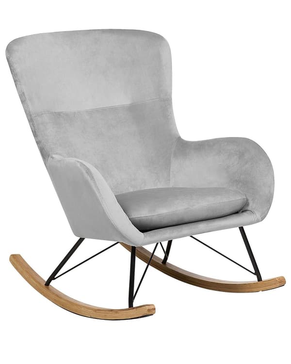 Gungstol Ljusgrå Sammet Metallben Trä Glam