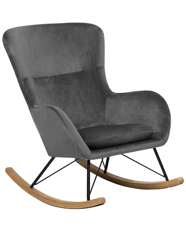 Gungstol Mörkgrå Sammet Metallben Trä Glam